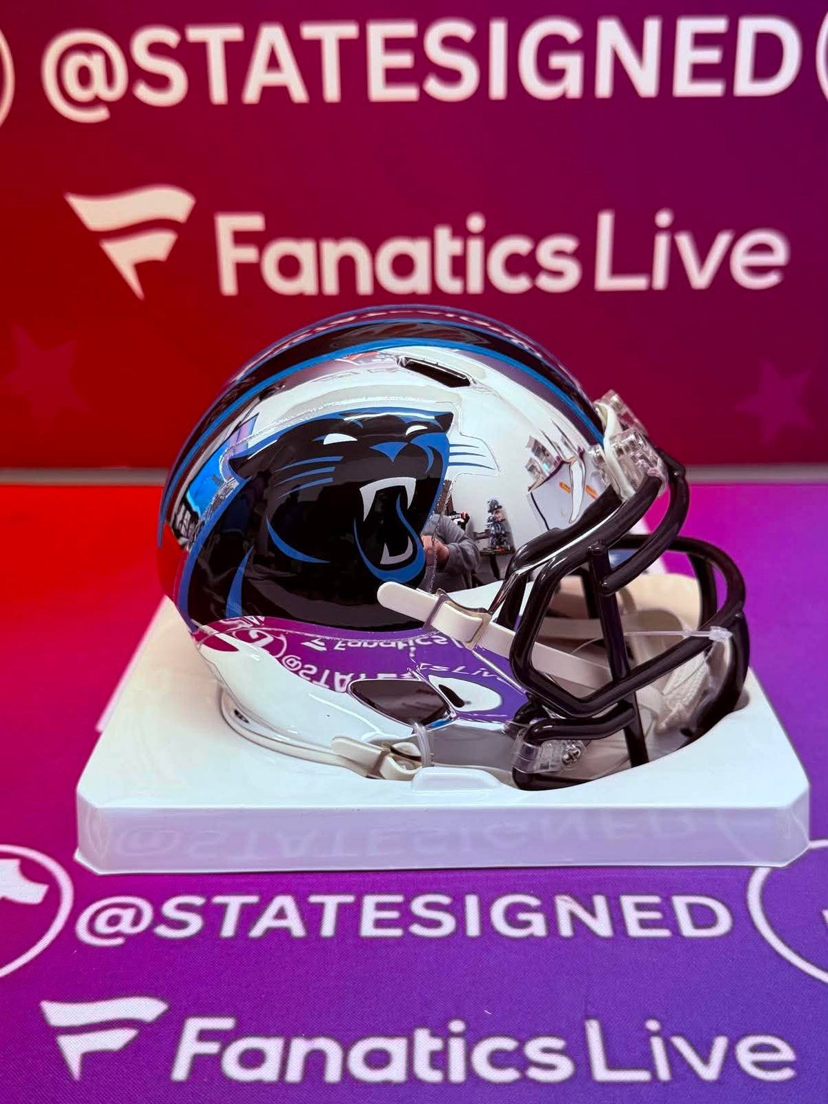 Carolina Panthers Chrome Mini Helmet (Unsigned)