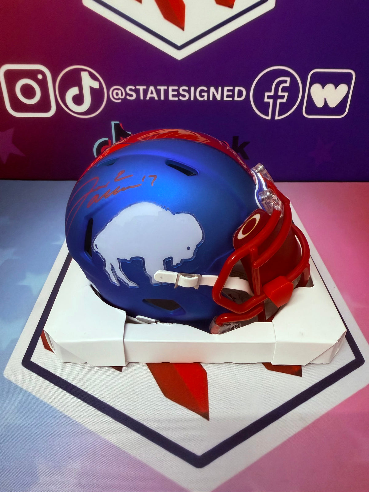 Josh Allen Buffalo Bills Custom Blaze Mini Helmet