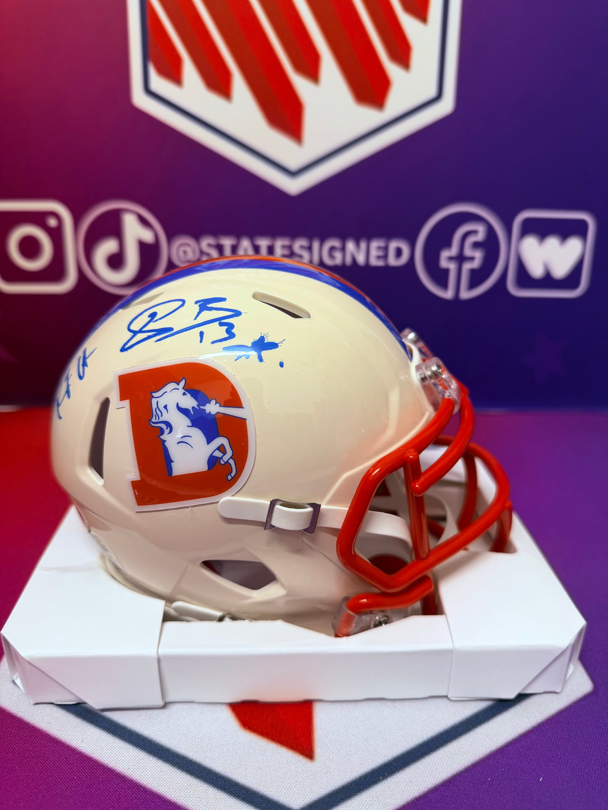 RJ Harvey & Pat Bryant Denver Broncos Retro Mini Helmet